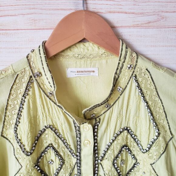 Pilcro Nayeli Beaded Embellished Western Style Shirt Blouse Cotton Size XL - Picture 7 of 16